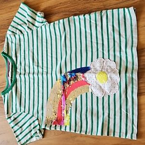 Mini Boden Rainbow Stripe Sequin Flip Tee